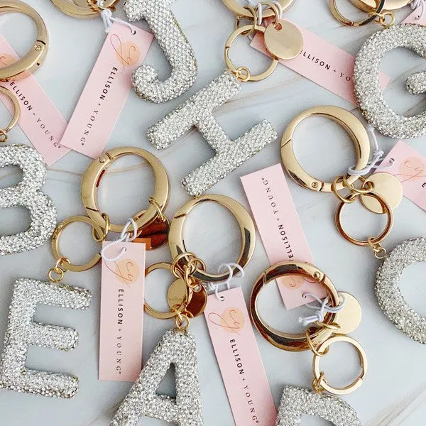 It Girl Glam Initial Key Chain – Crystal Clear Acrylic Letter Charm