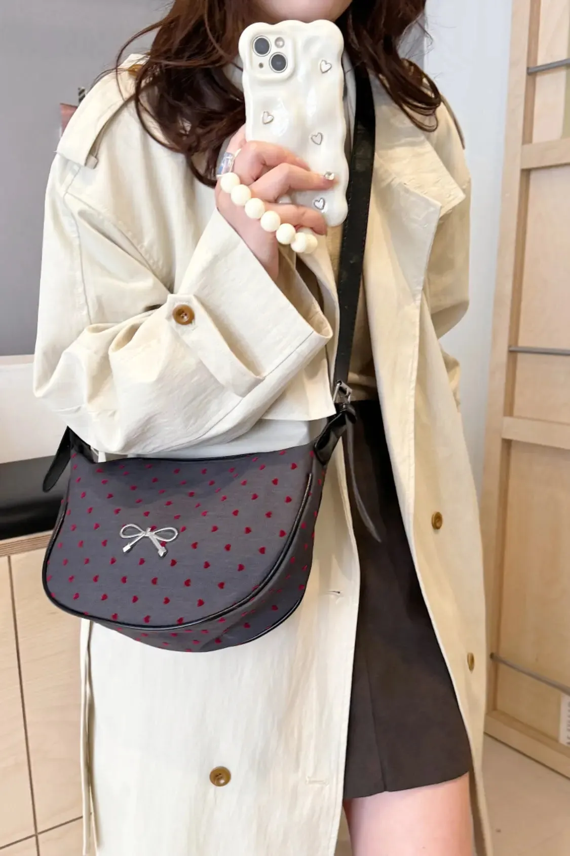 'Jolene' Bowknot Polyester Crossbody Bag