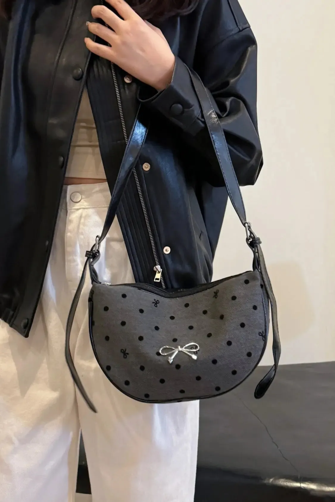 'Jolene' Bowknot Polyester Crossbody Bag