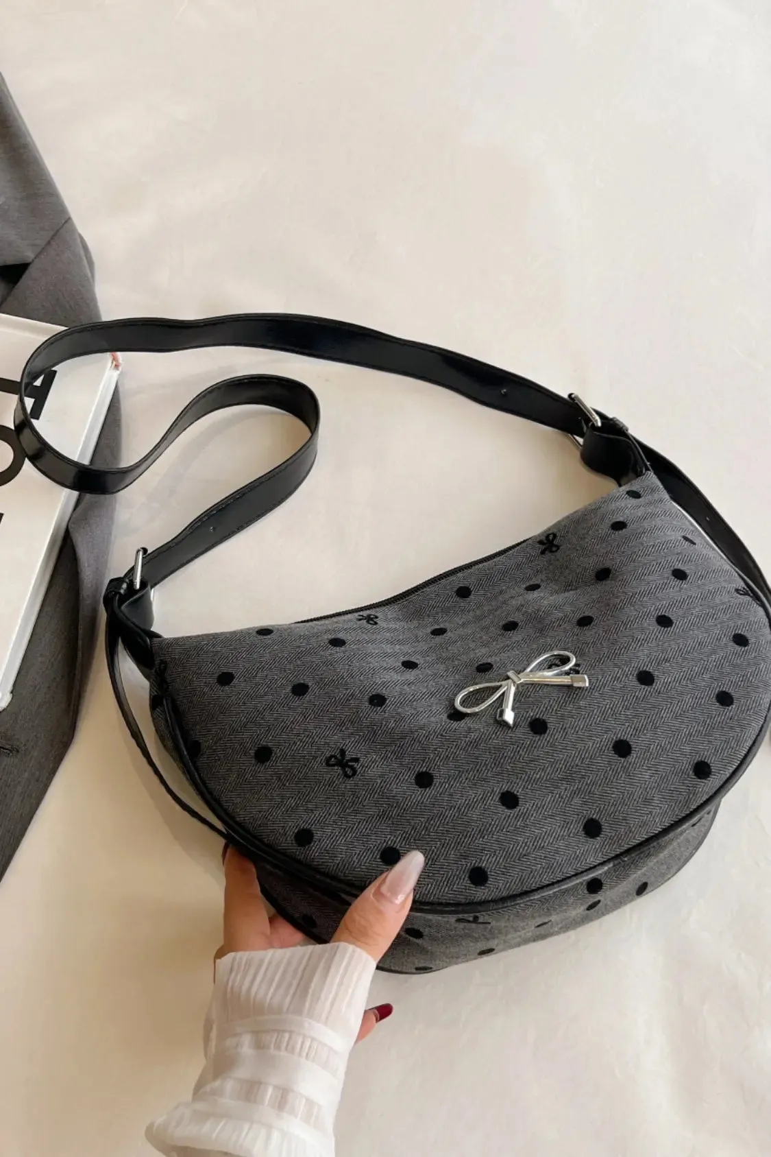 'Jolene' Bowknot Polyester Crossbody Bag