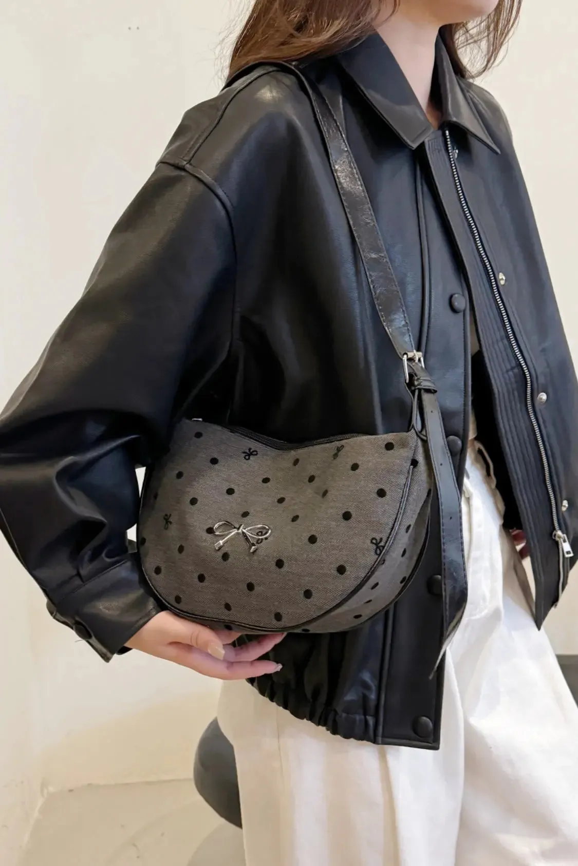 'Jolene' Bowknot Polyester Crossbody Bag