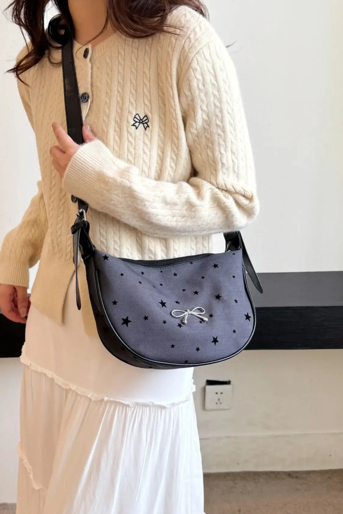 'Jolene' Bowknot Polyester Crossbody Bag