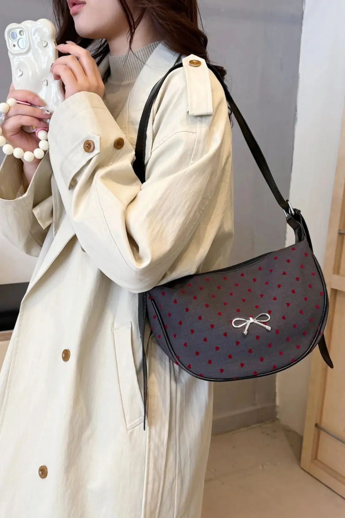 'Jolene' Bowknot Polyester Crossbody Bag