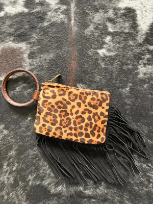 Justin Cheetah Fringe Bangle Wristlet