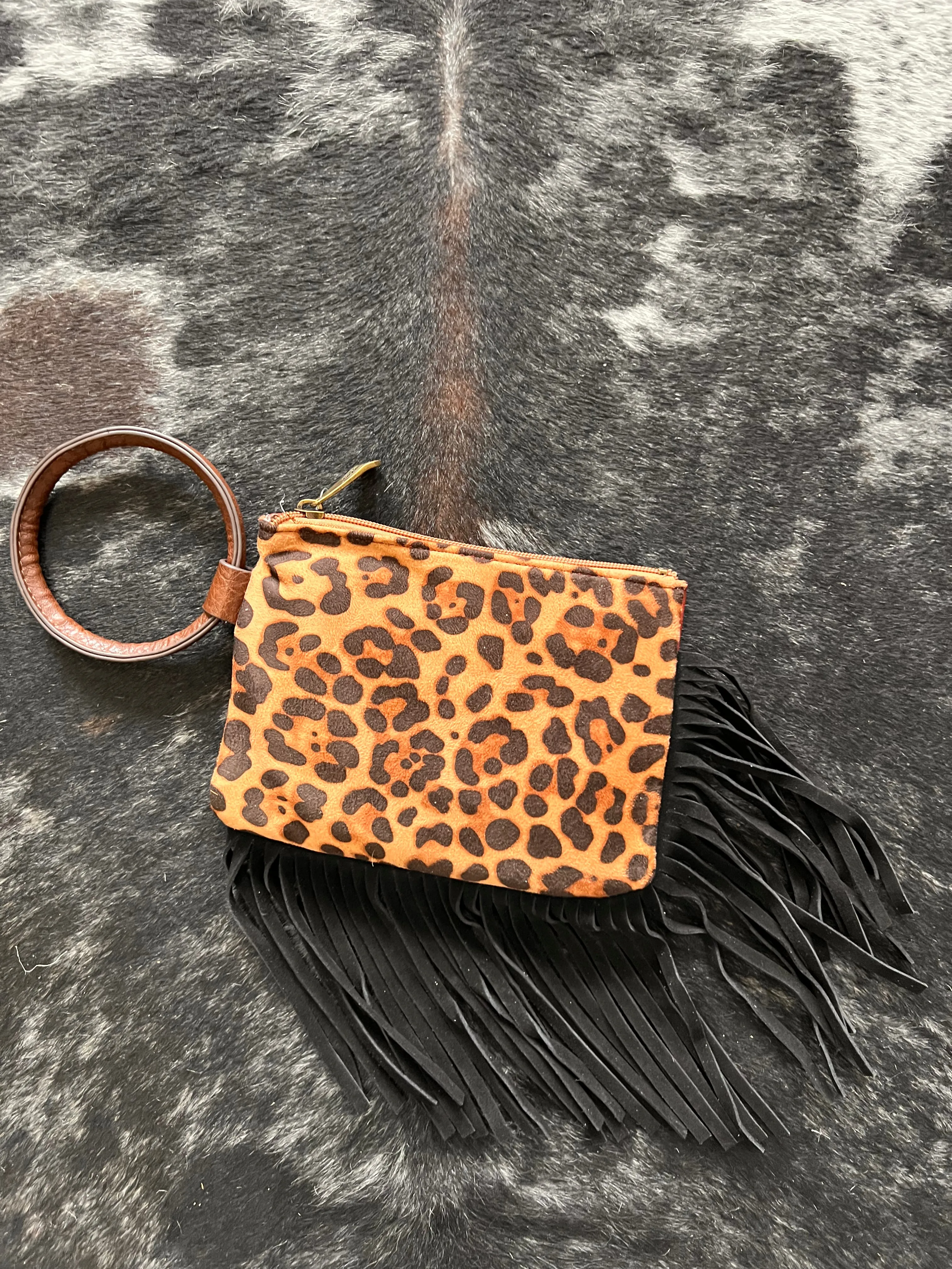 Justin Cheetah Fringe Bangle Wristlet