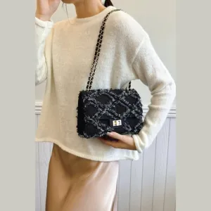 'Kehlani' Textured Denim Crossbody Bag