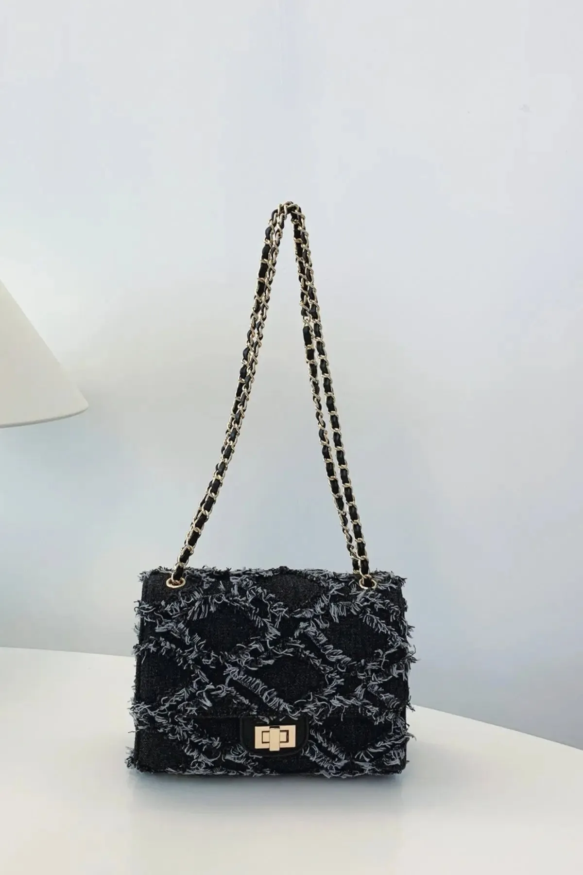'Kehlani' Textured Denim Crossbody Bag