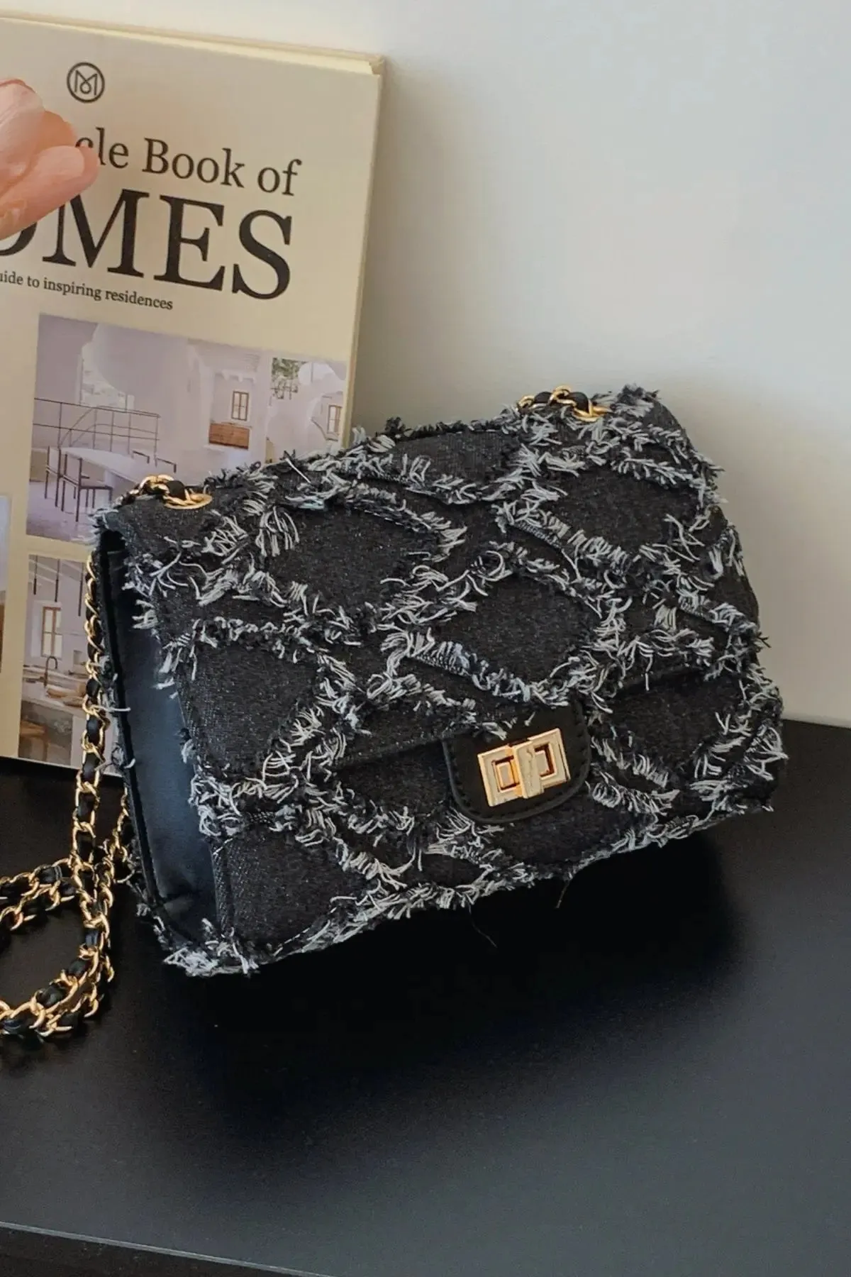 'Kehlani' Textured Denim Crossbody Bag