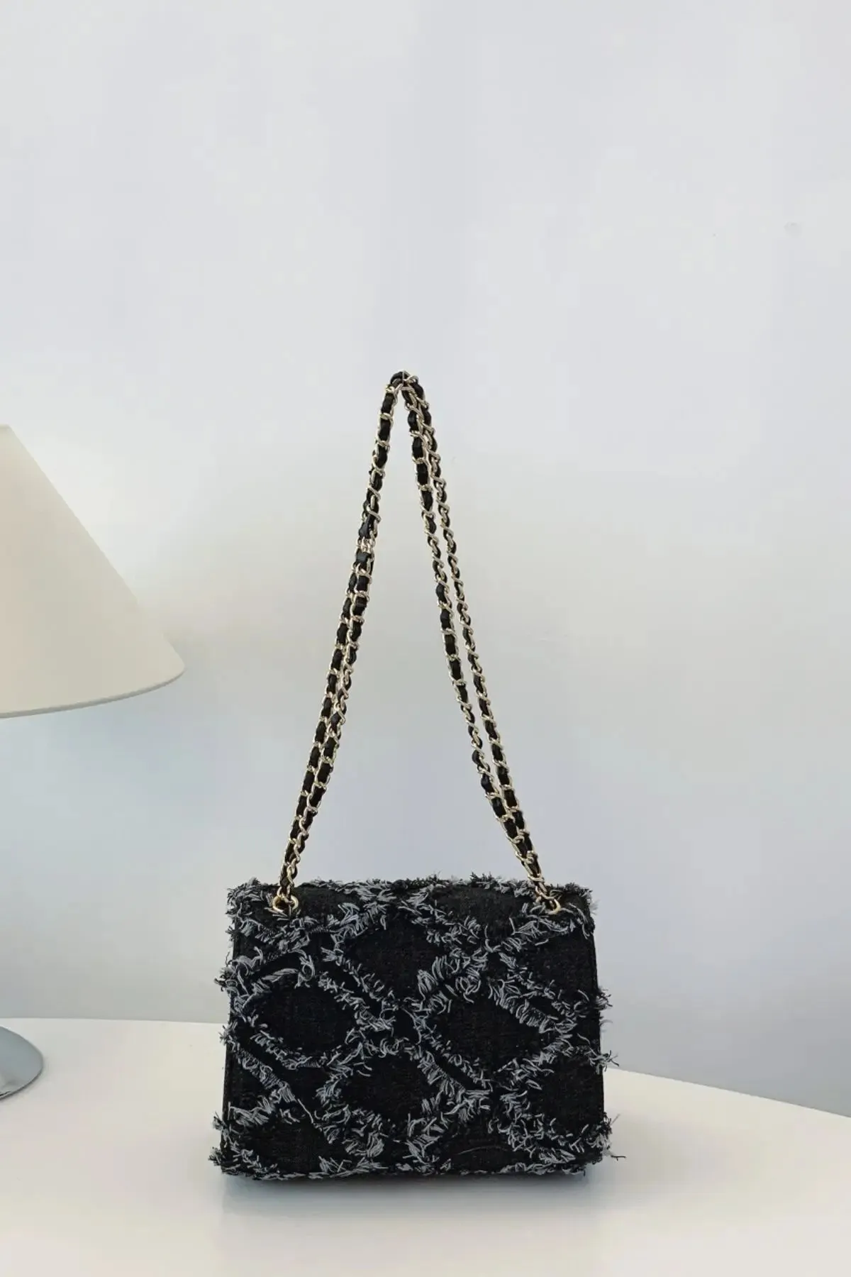 'Kehlani' Textured Denim Crossbody Bag