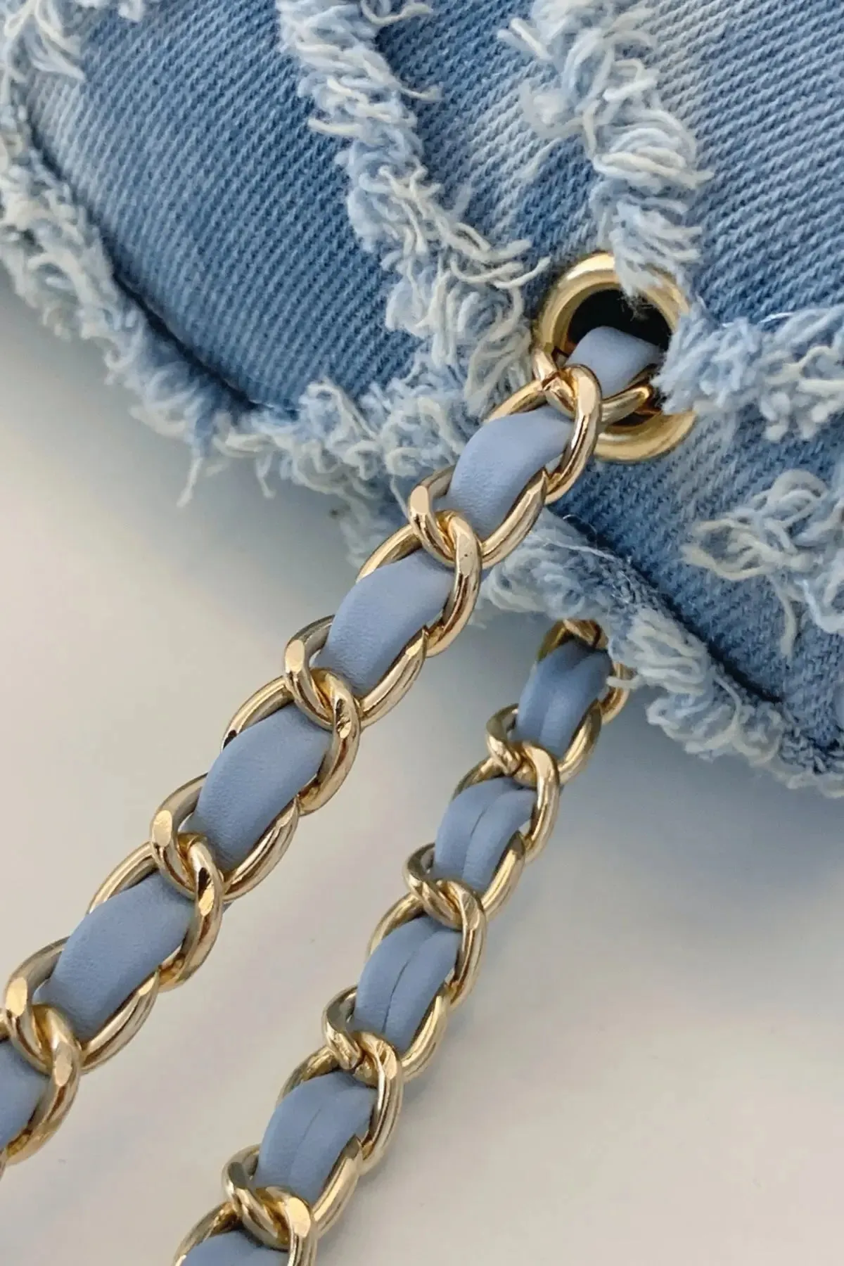 'Kehlani' Textured Denim Crossbody Bag