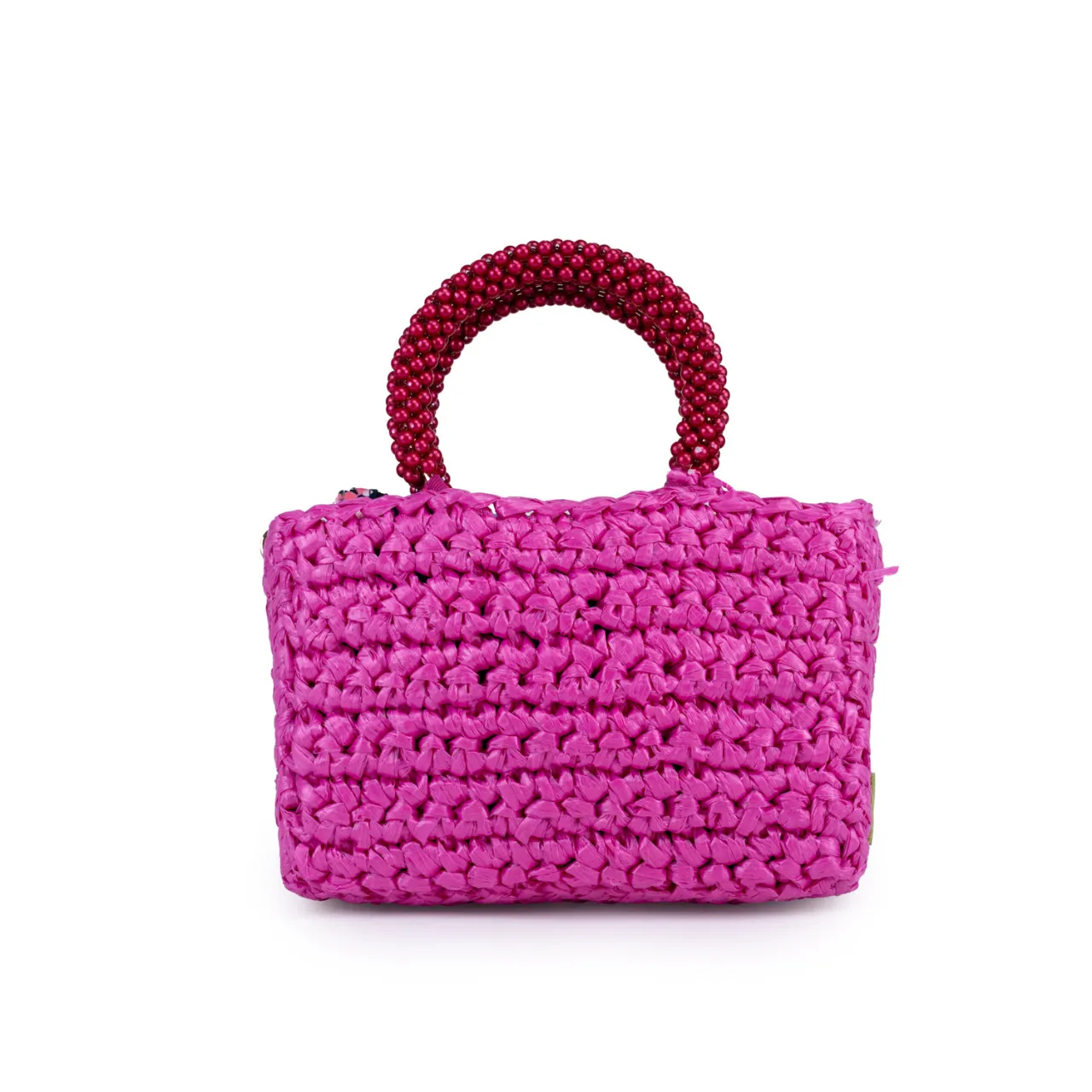 Keira Fuchsia Crochet Beaded Handle Bag