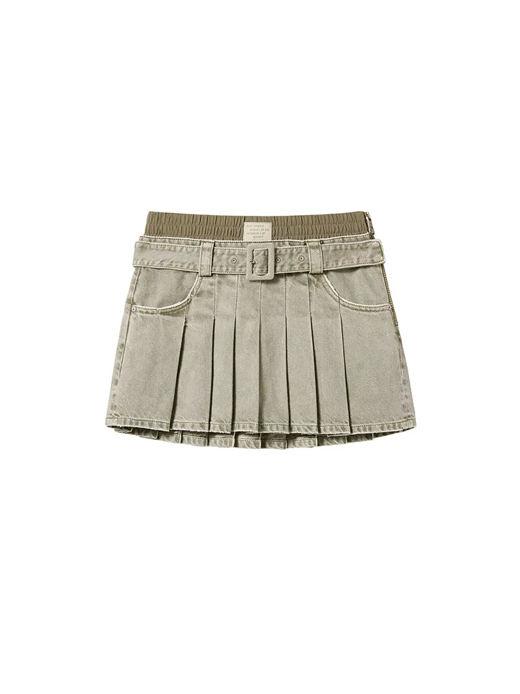 Layered Low Waist Denim Skirt
