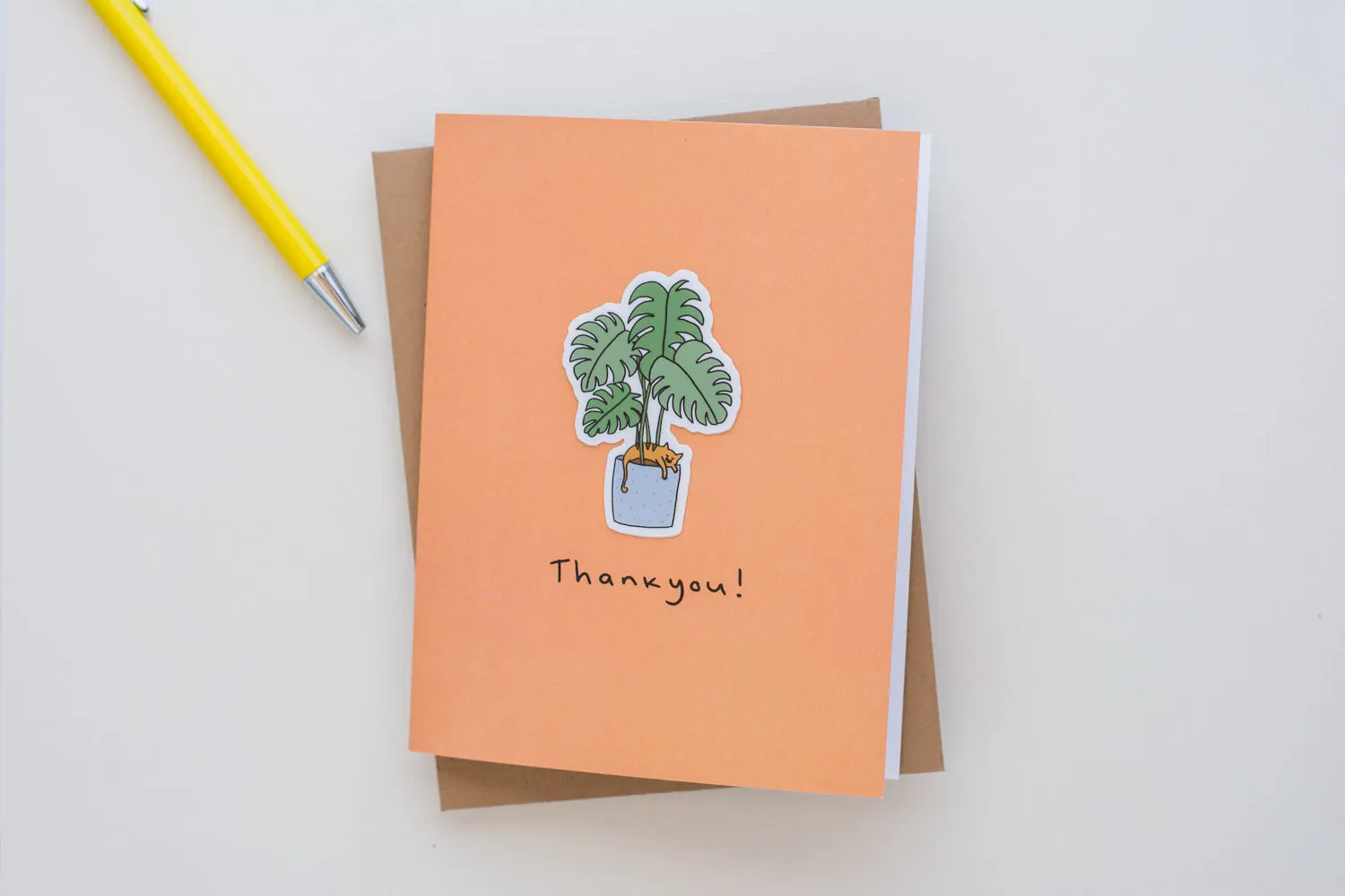 Lazy Cat Thank You (Vinyl Sticker Greeting Card)
