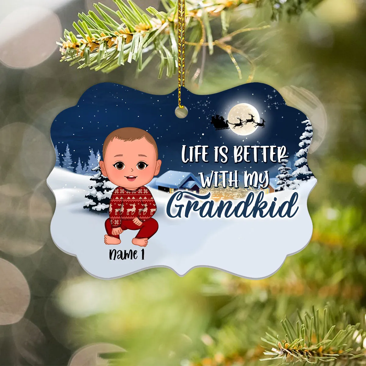 Life Is Better With Grandkids Personalized Custom Name Aluminum Ornaments - Christmas Gift