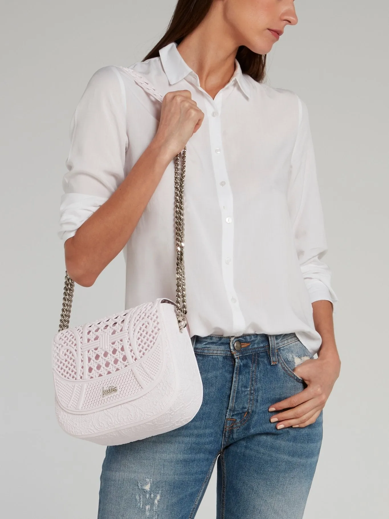 Light Pink Big Dafne Cesto Shoulder Bag