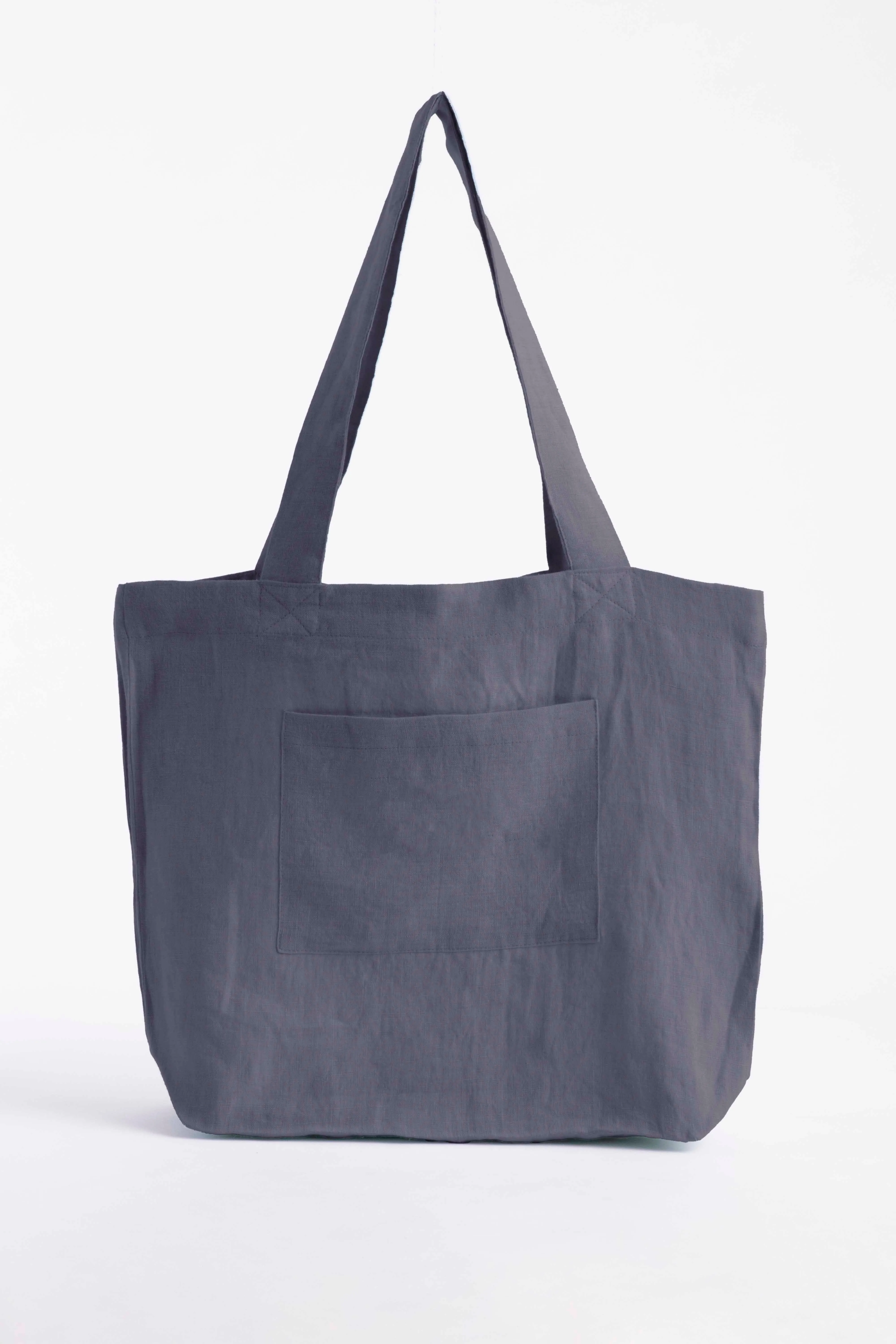 Linen Tote Bag-Angora White
