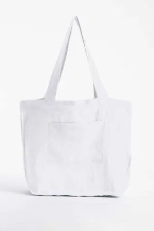 Linen Tote Bag-Angora White