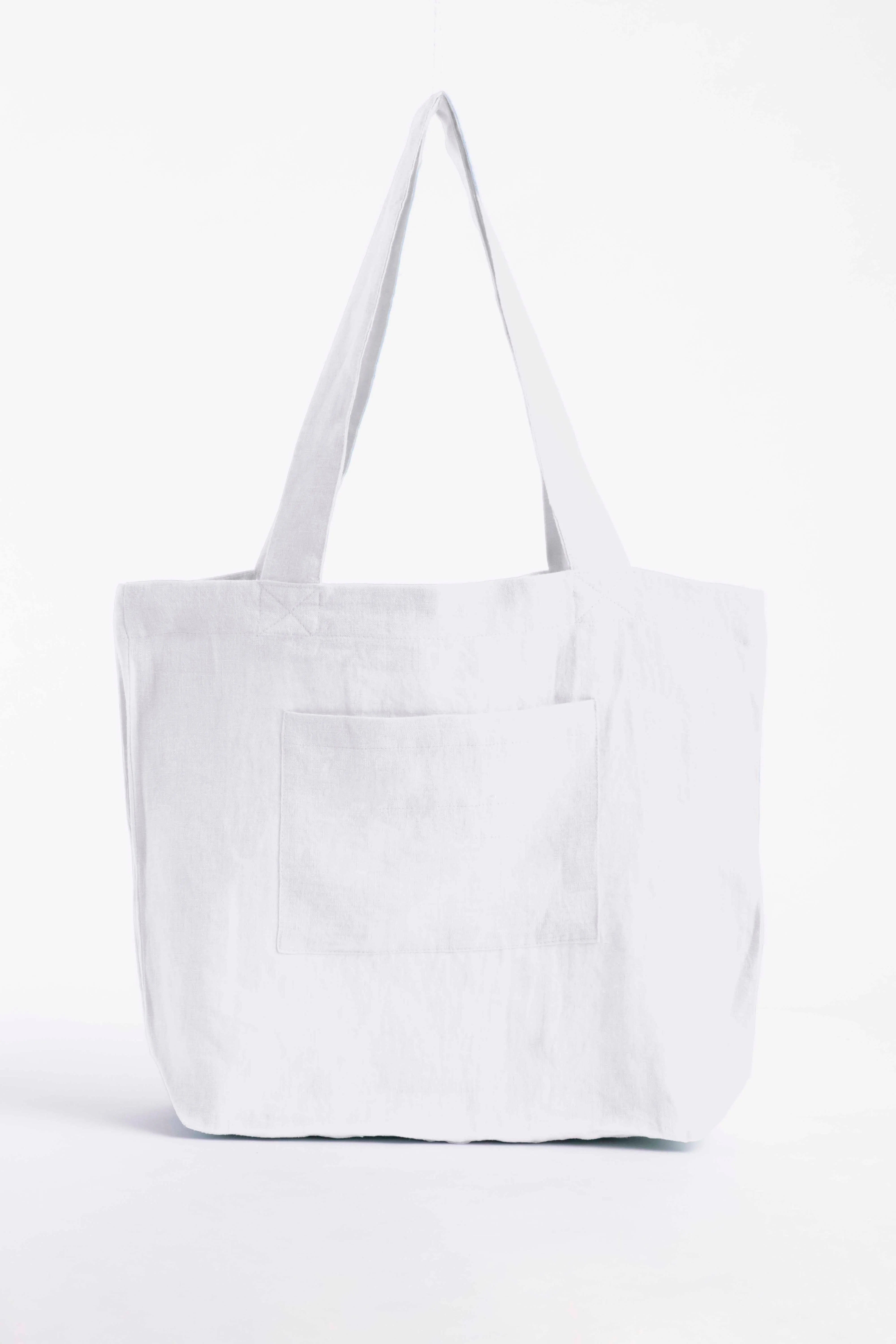 Linen Tote Bag-Angora White