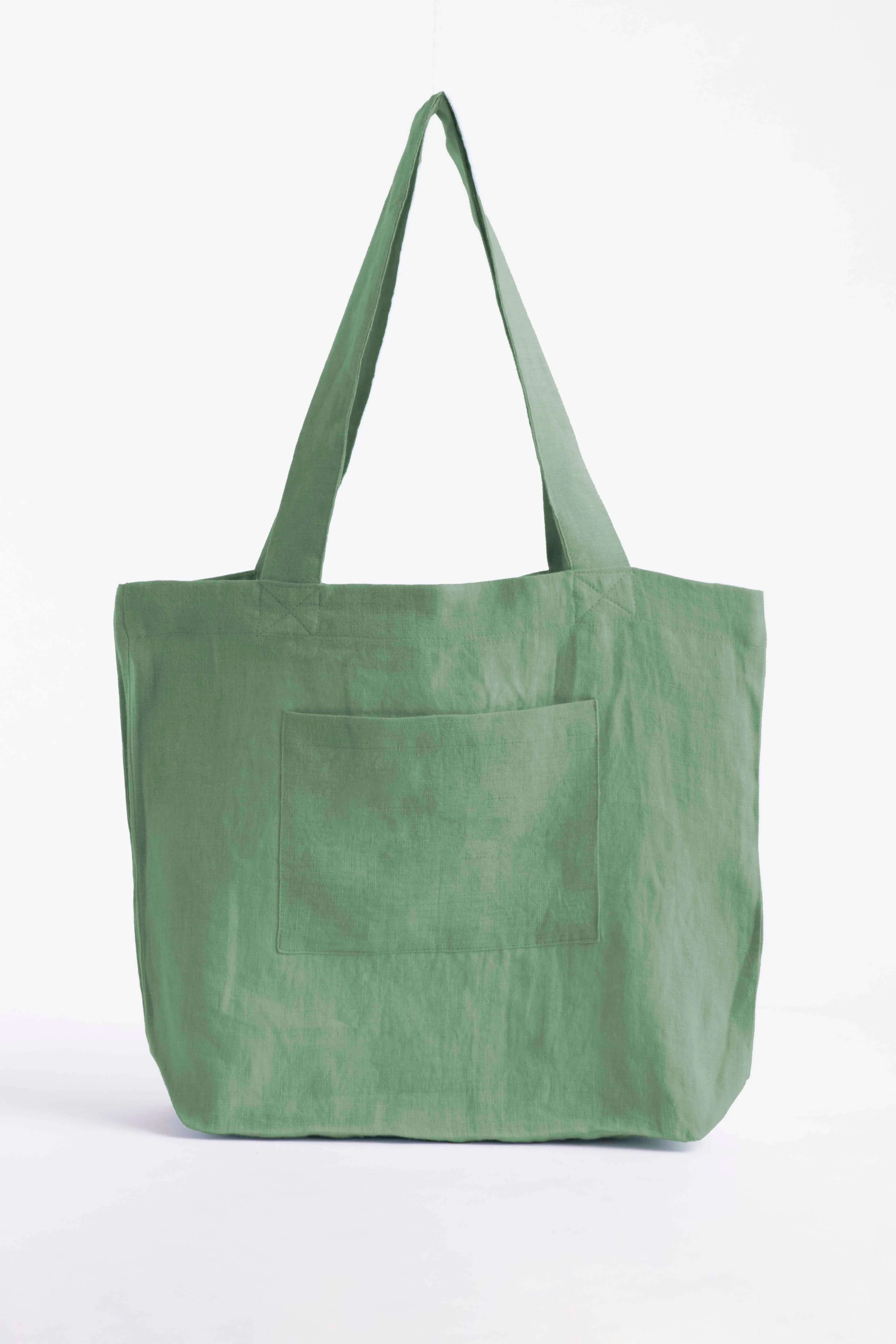 Linen Tote Bag-Moody Blue