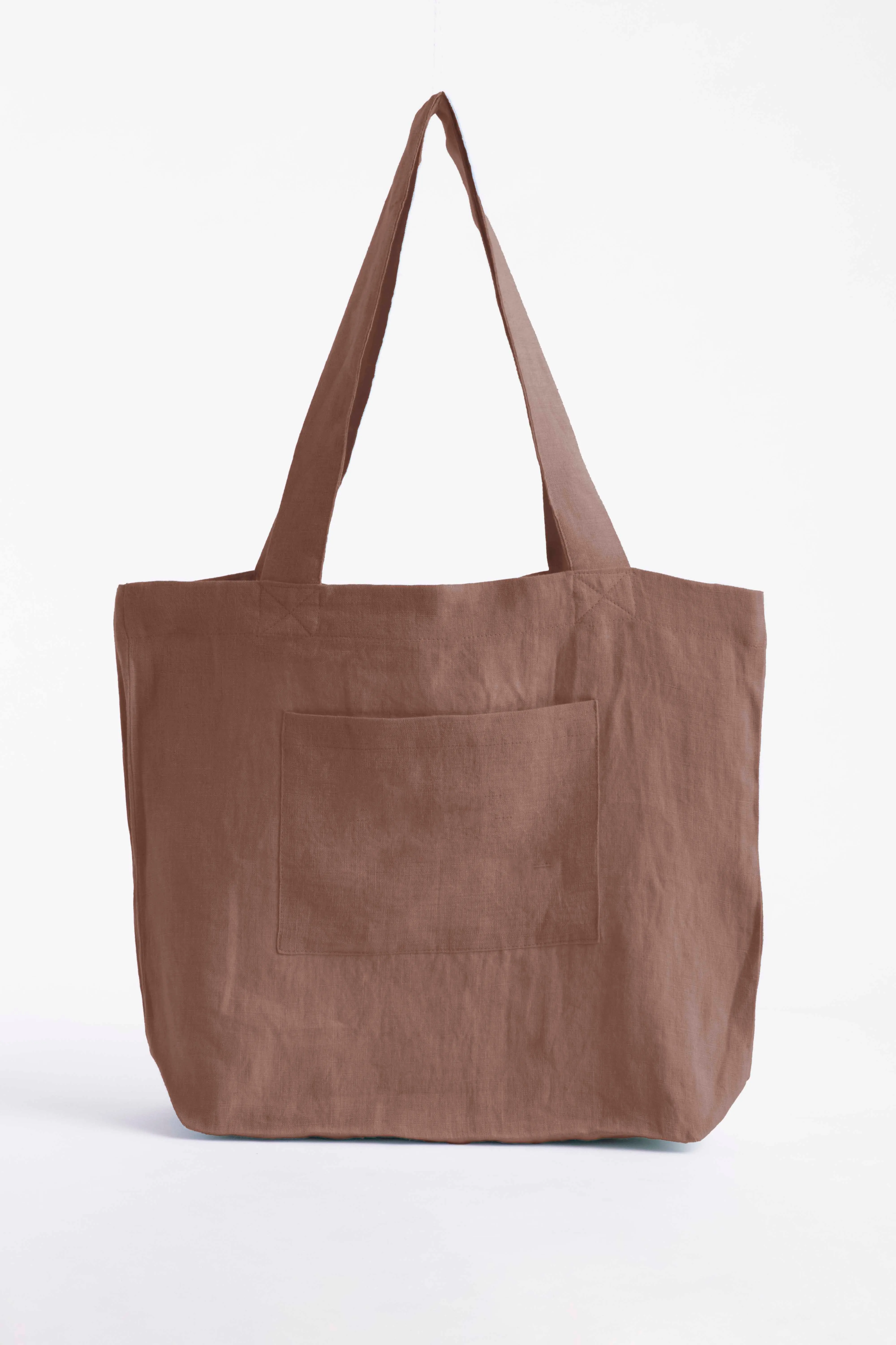Linen Tote Bag-Moody Blue