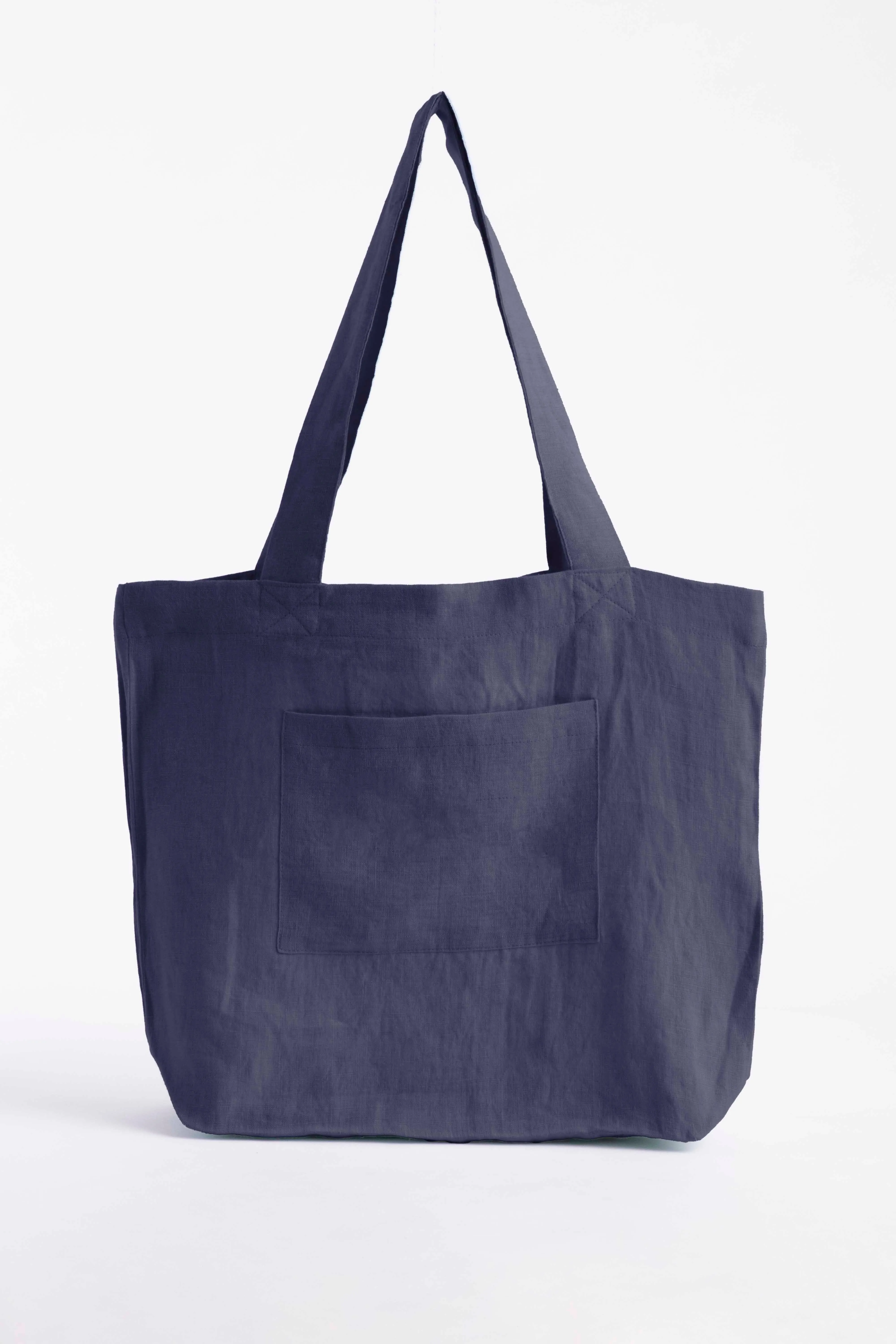 Linen Tote Bag-Moody Blue