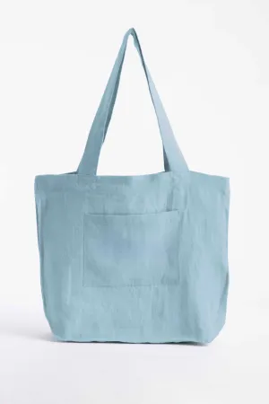 Linen Tote Bag-Moody Blue