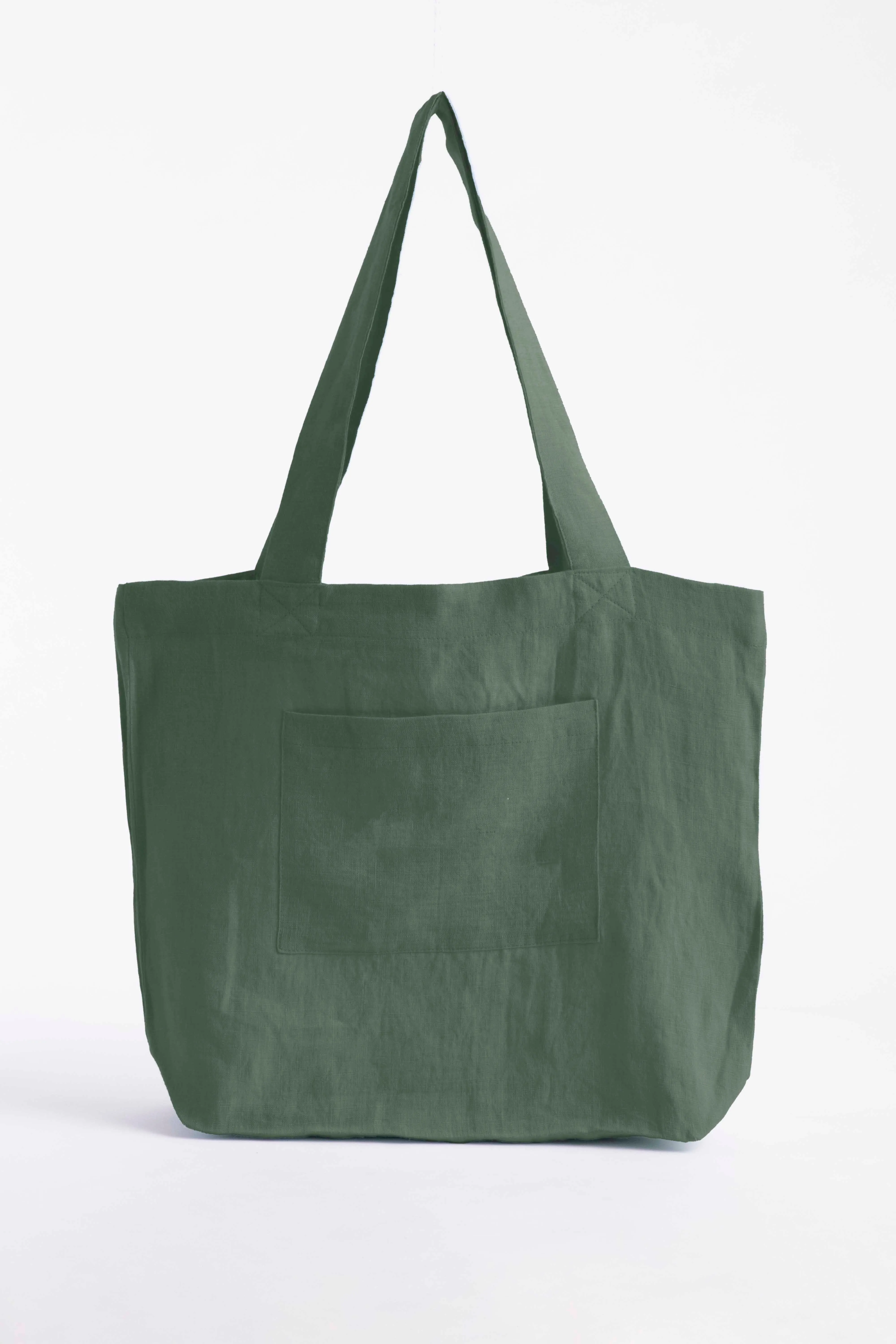 Linen Tote Bag-Moody Blue