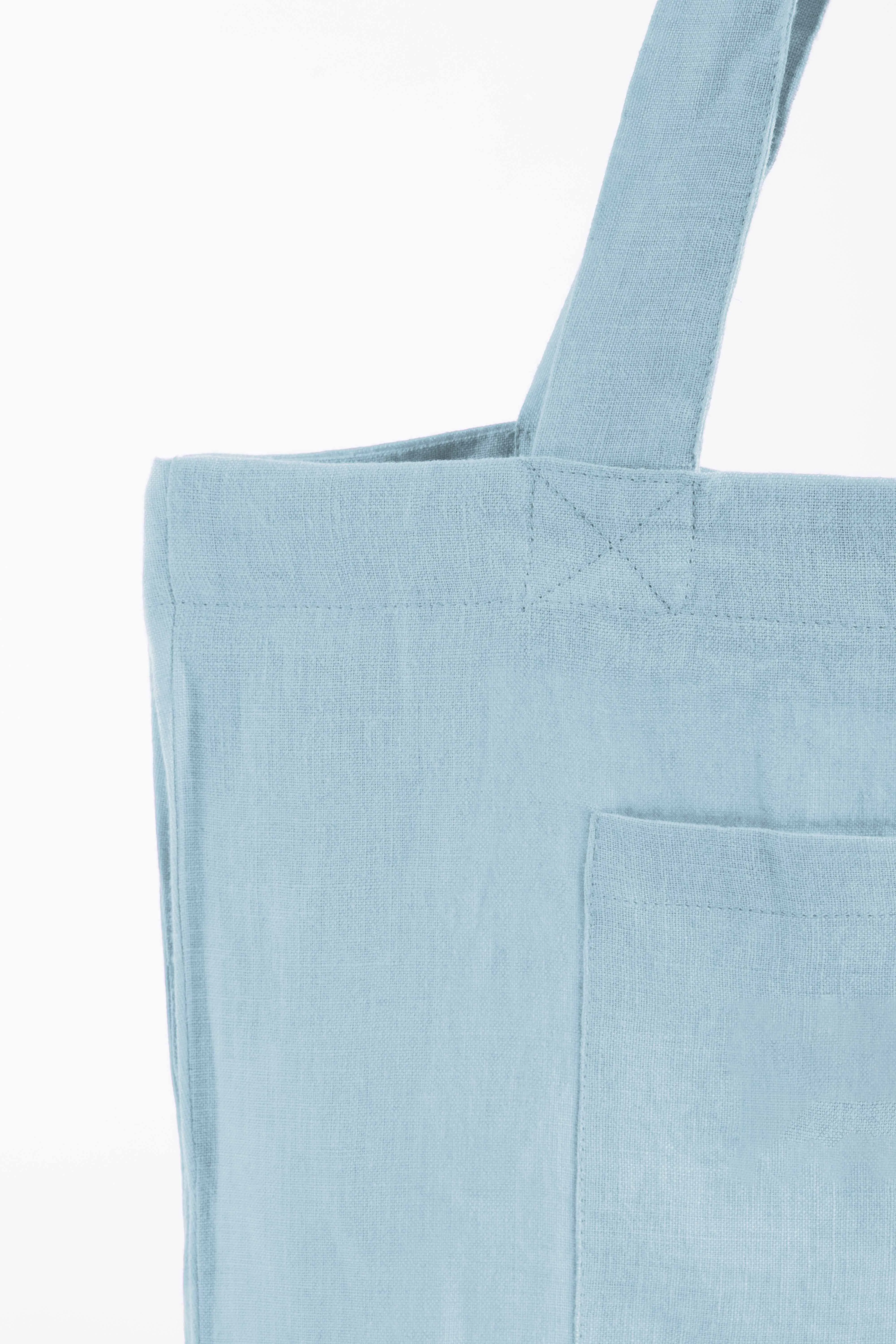 Linen Tote Bag-Moody Blue