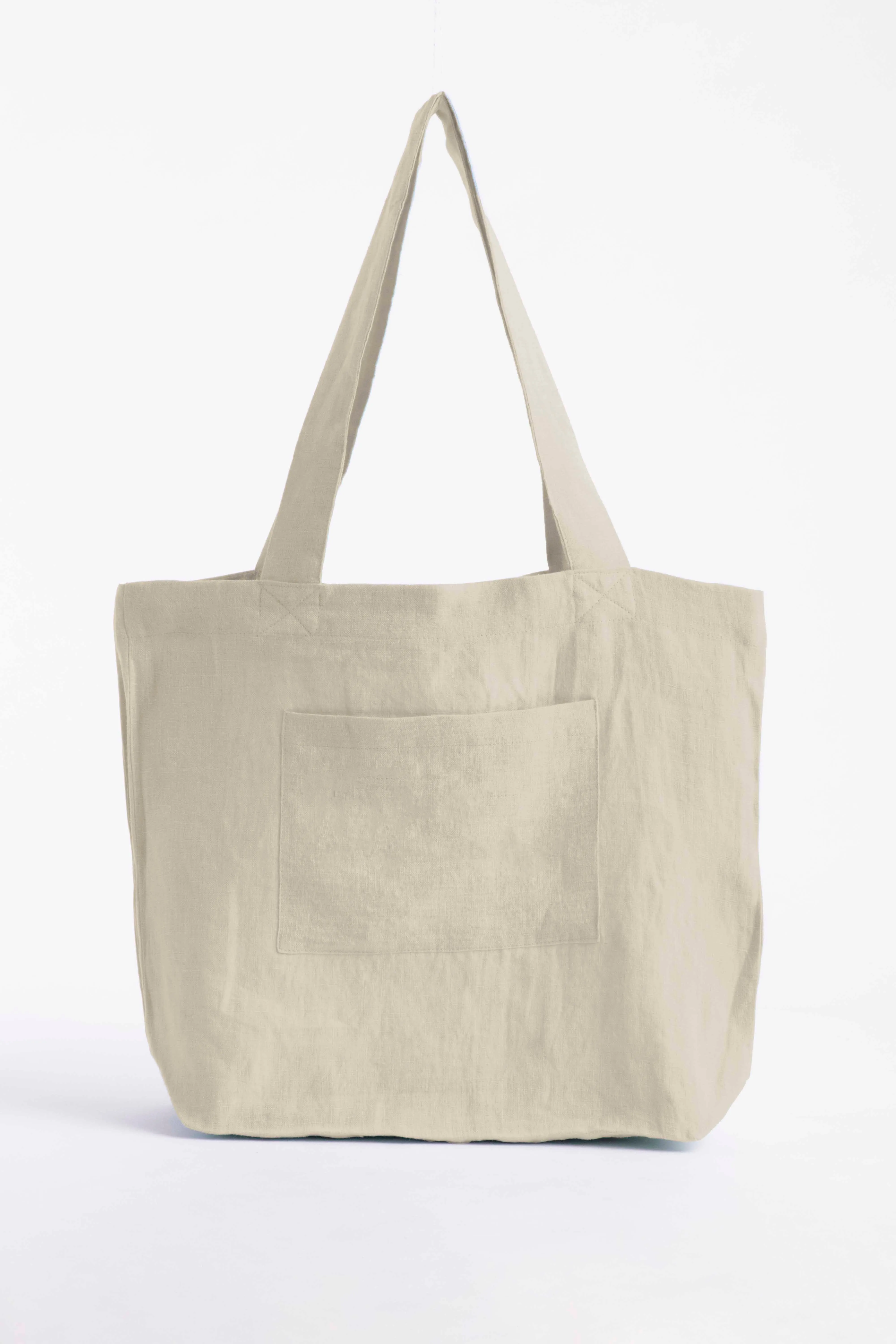 Linen Tote Bag-Moody Blue