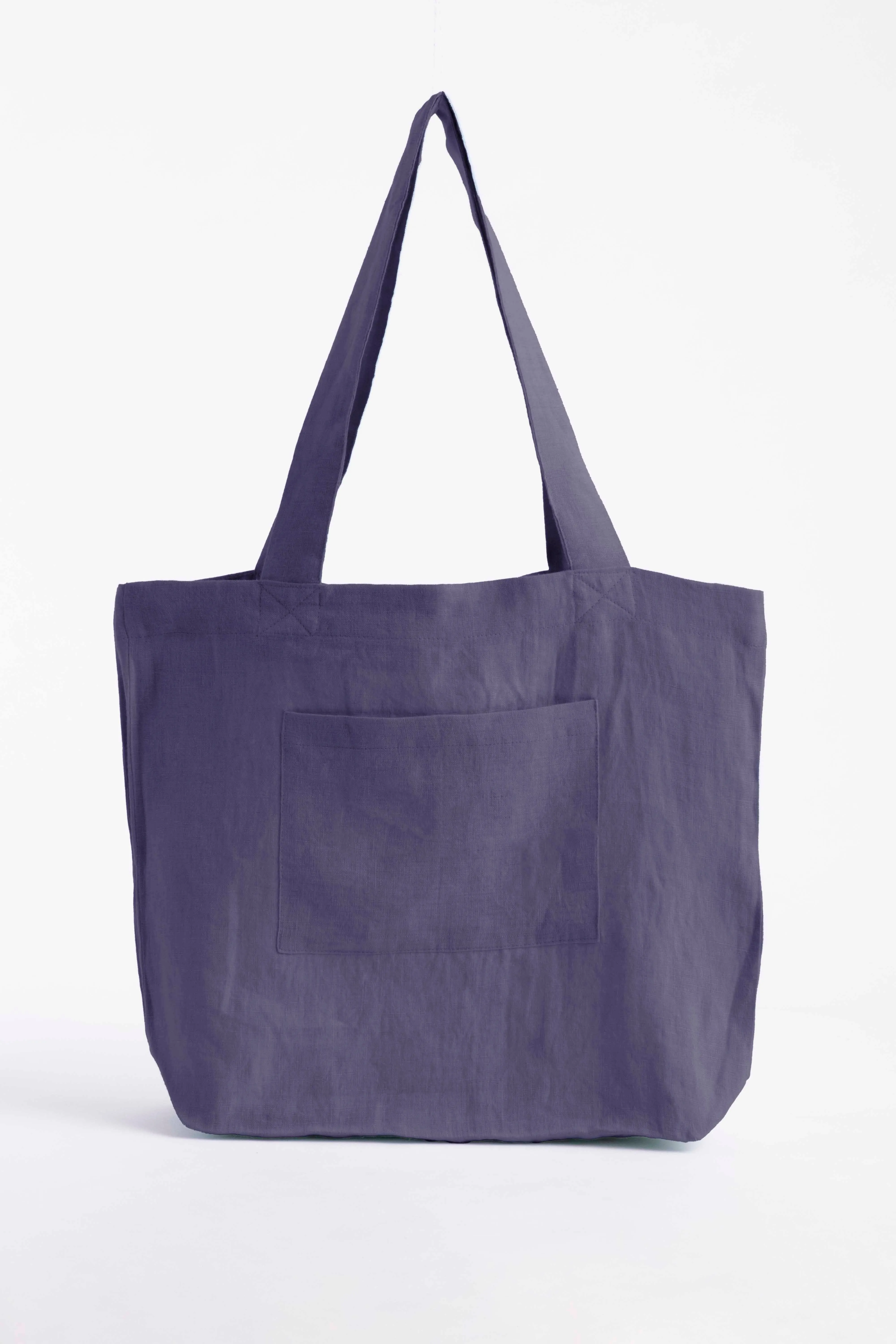 Linen Tote Bag-Moody Blue