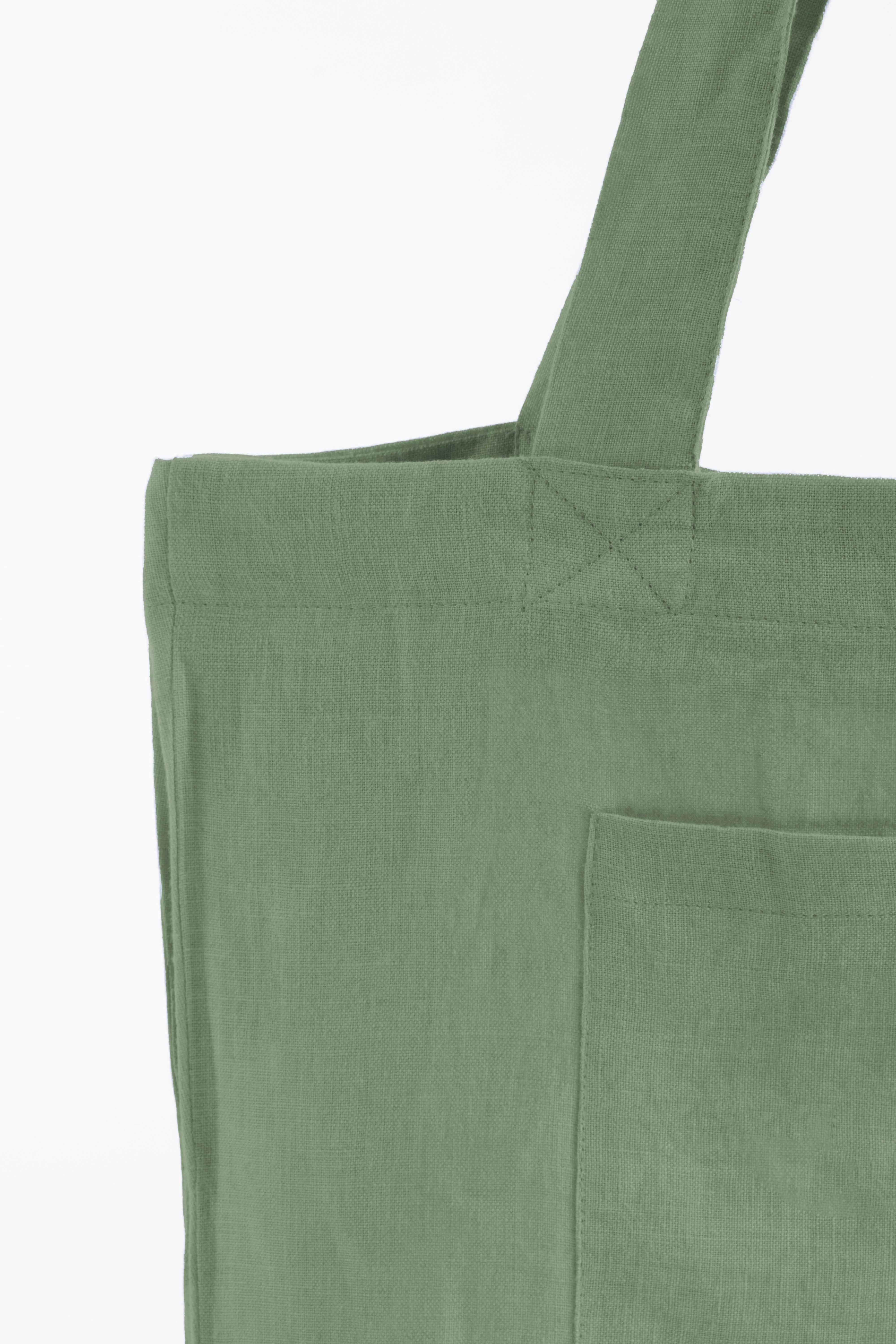 Linen Tote Bag-Retro Green