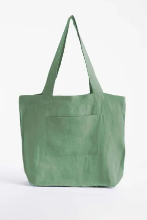 Linen Tote Bag-Retro Green