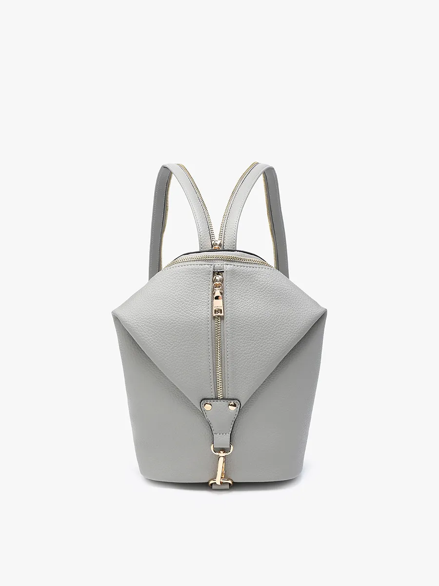 Linnette Foldover Clasp Backback w/ Zip Compartment