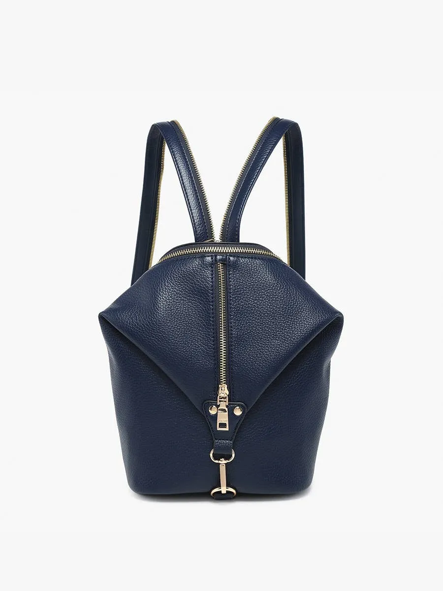 Linnette Foldover Clasp Backback w/ Zip Compartment