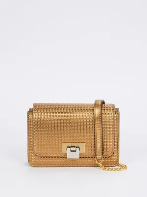 Lizzy Bronze Laminated Leather Mini Bag