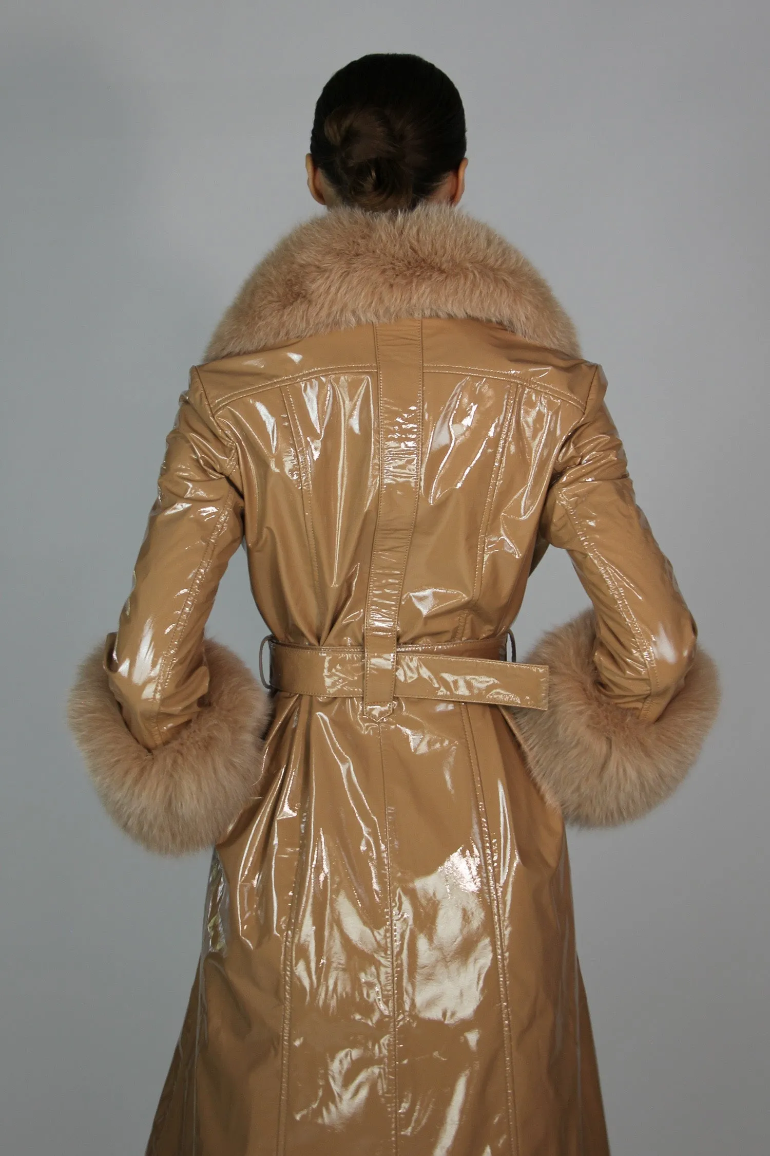 London Patent Coat in Camel