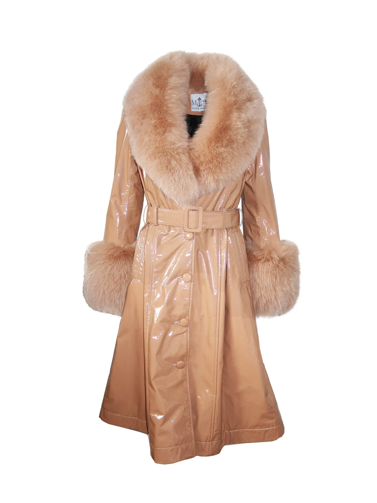 London Patent Coat in Camel