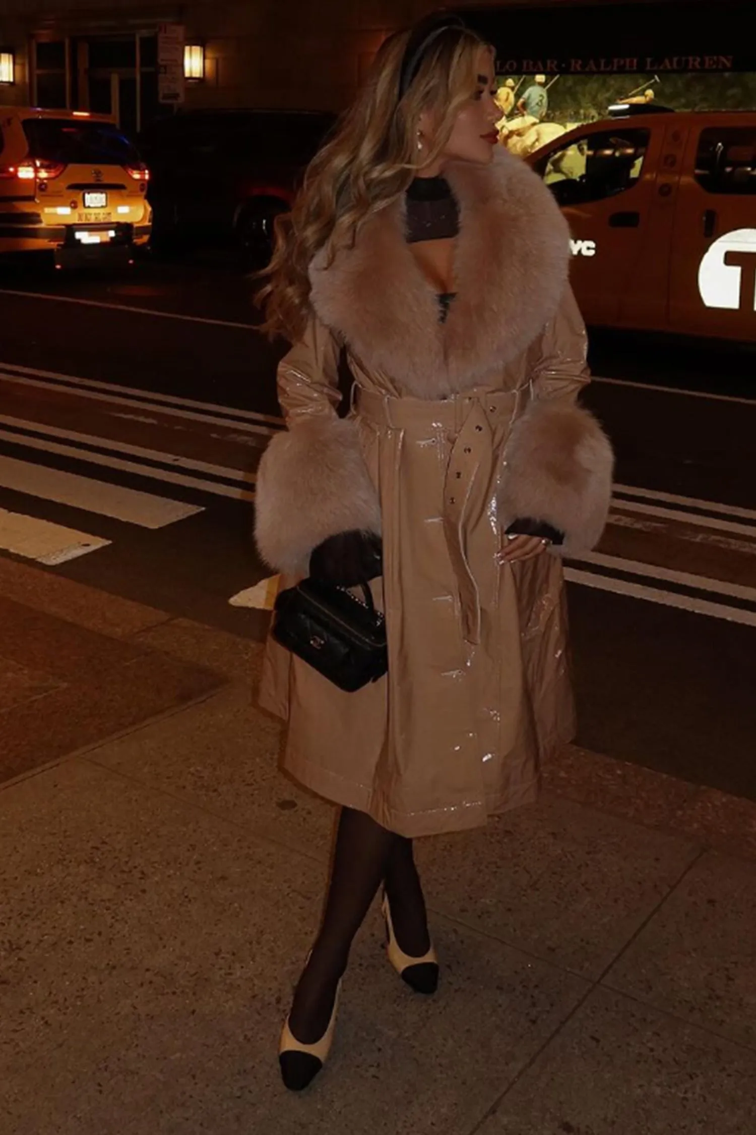 London Patent Coat in Camel