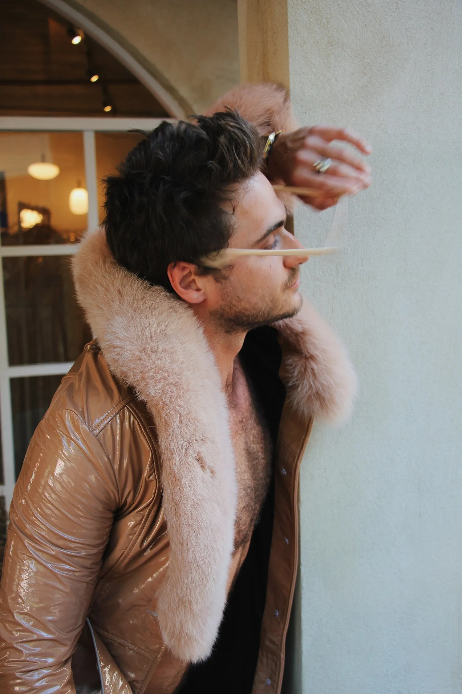 London Patent Coat in Camel