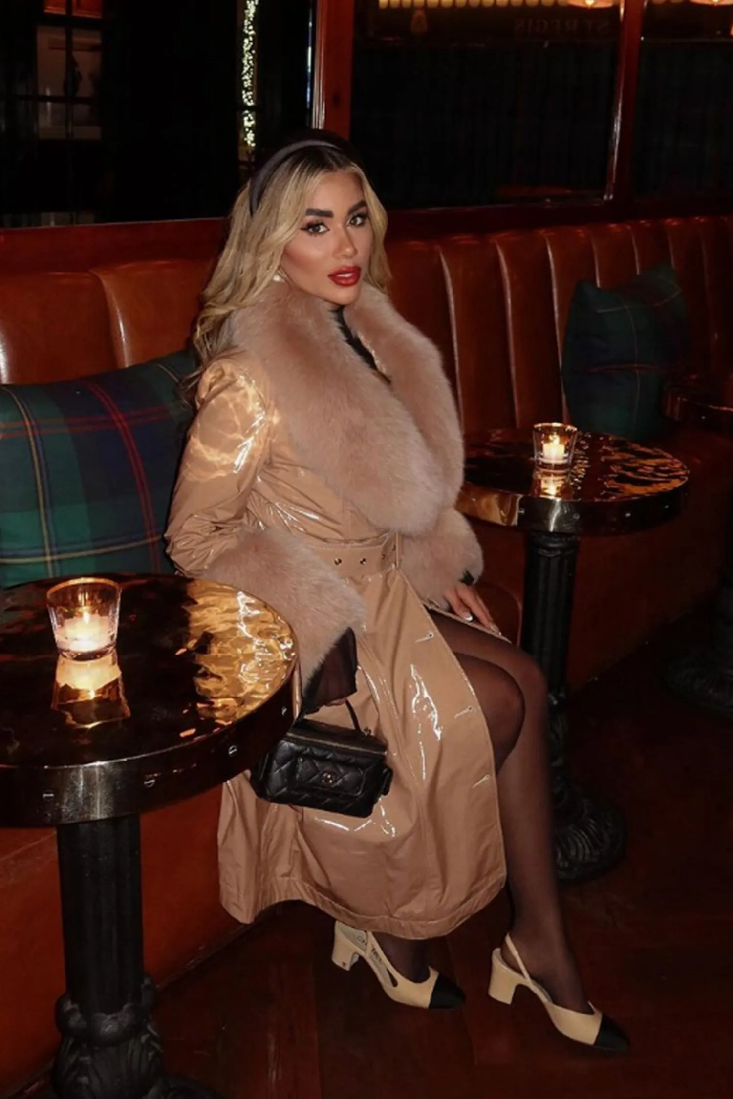 London Patent Coat in Camel