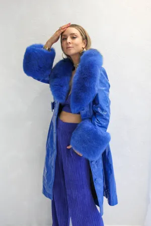 London Patent Coat in Cobalt