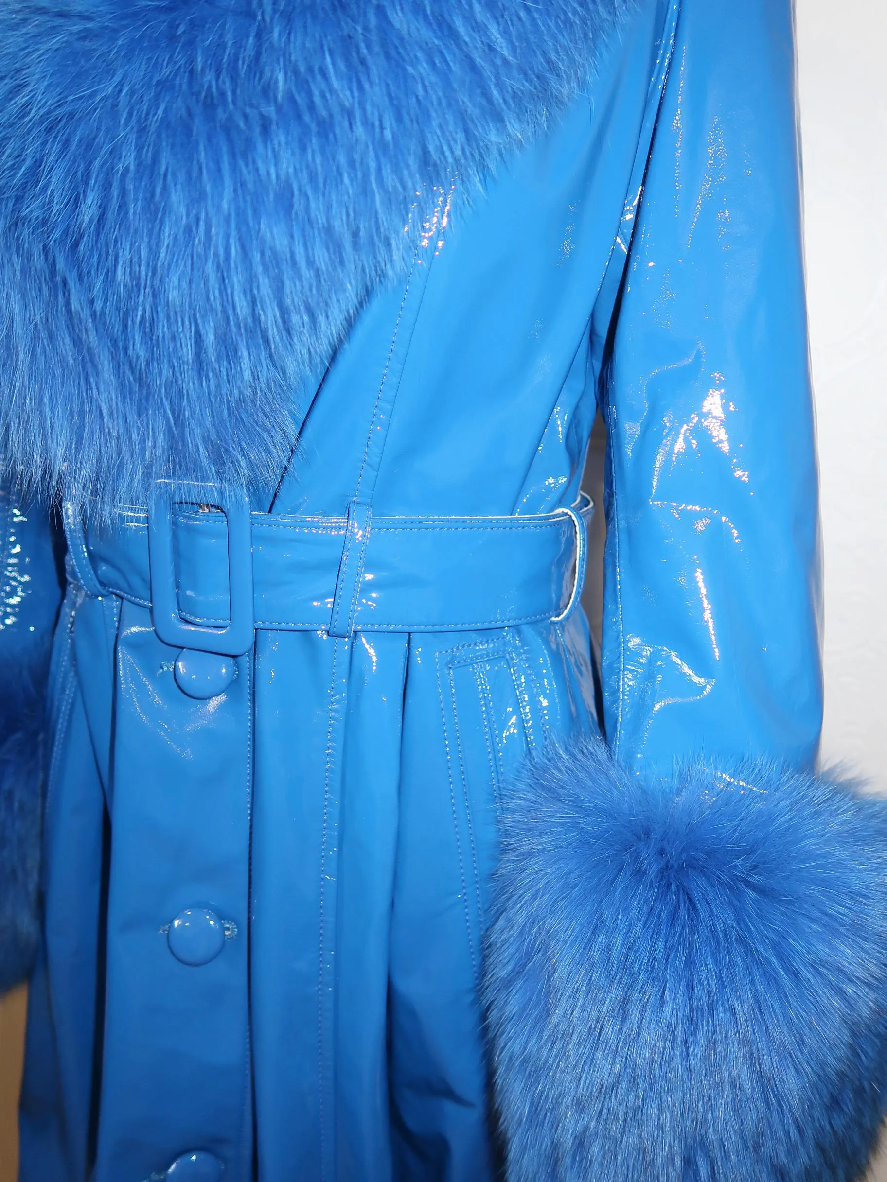 London Patent Coat in Cobalt