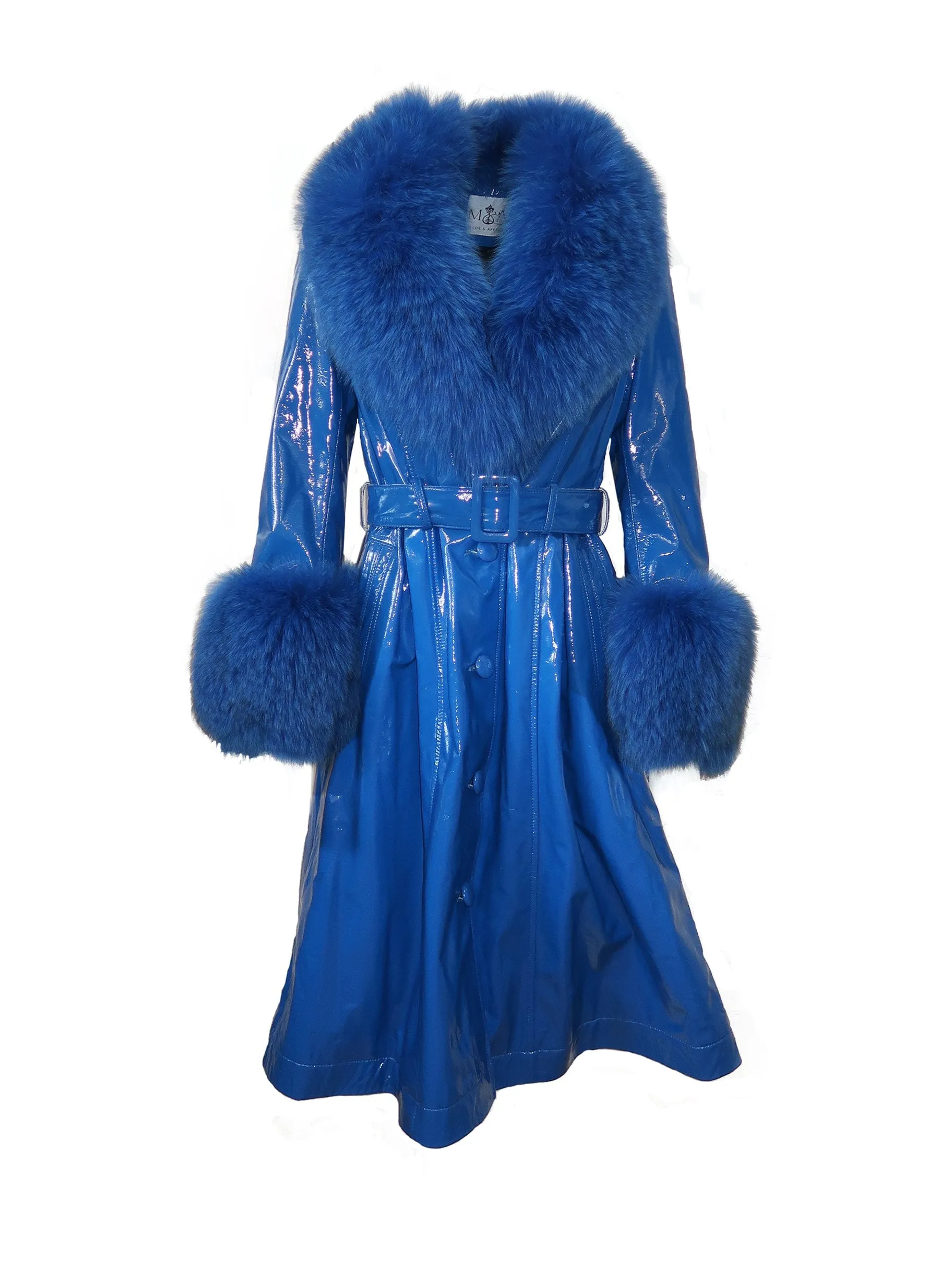 London Patent Coat in Cobalt