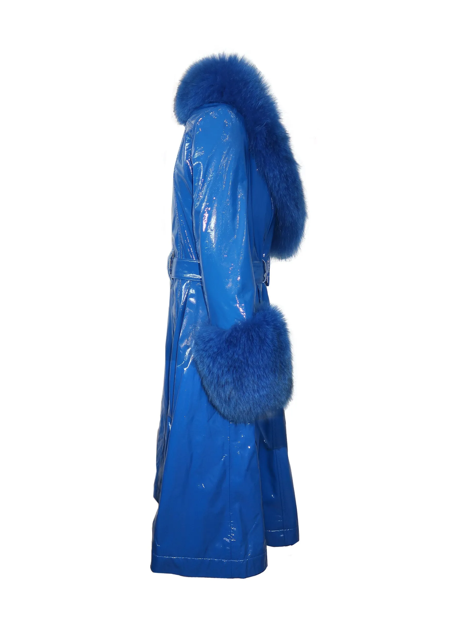 London Patent Coat in Cobalt
