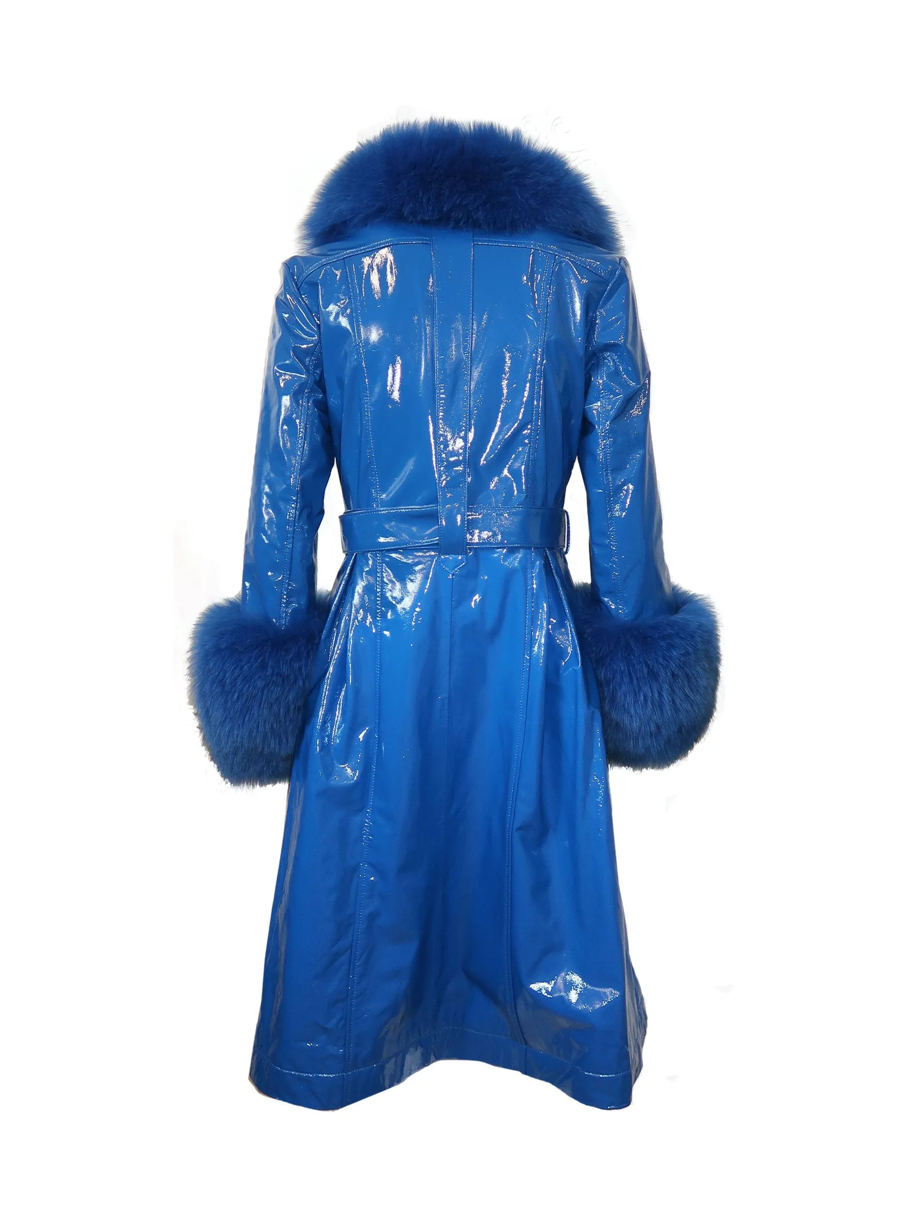 London Patent Coat in Cobalt