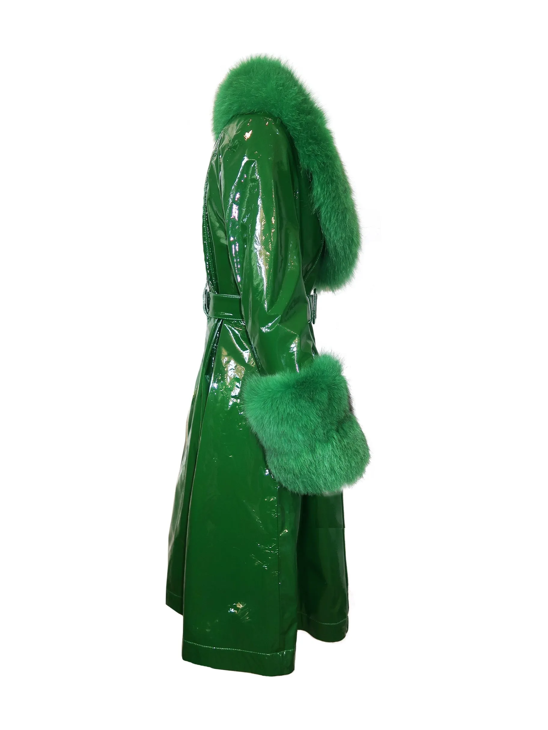 London Patent Coat in Jade