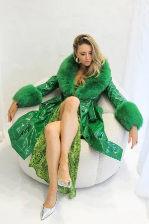 London Patent Coat in Jade