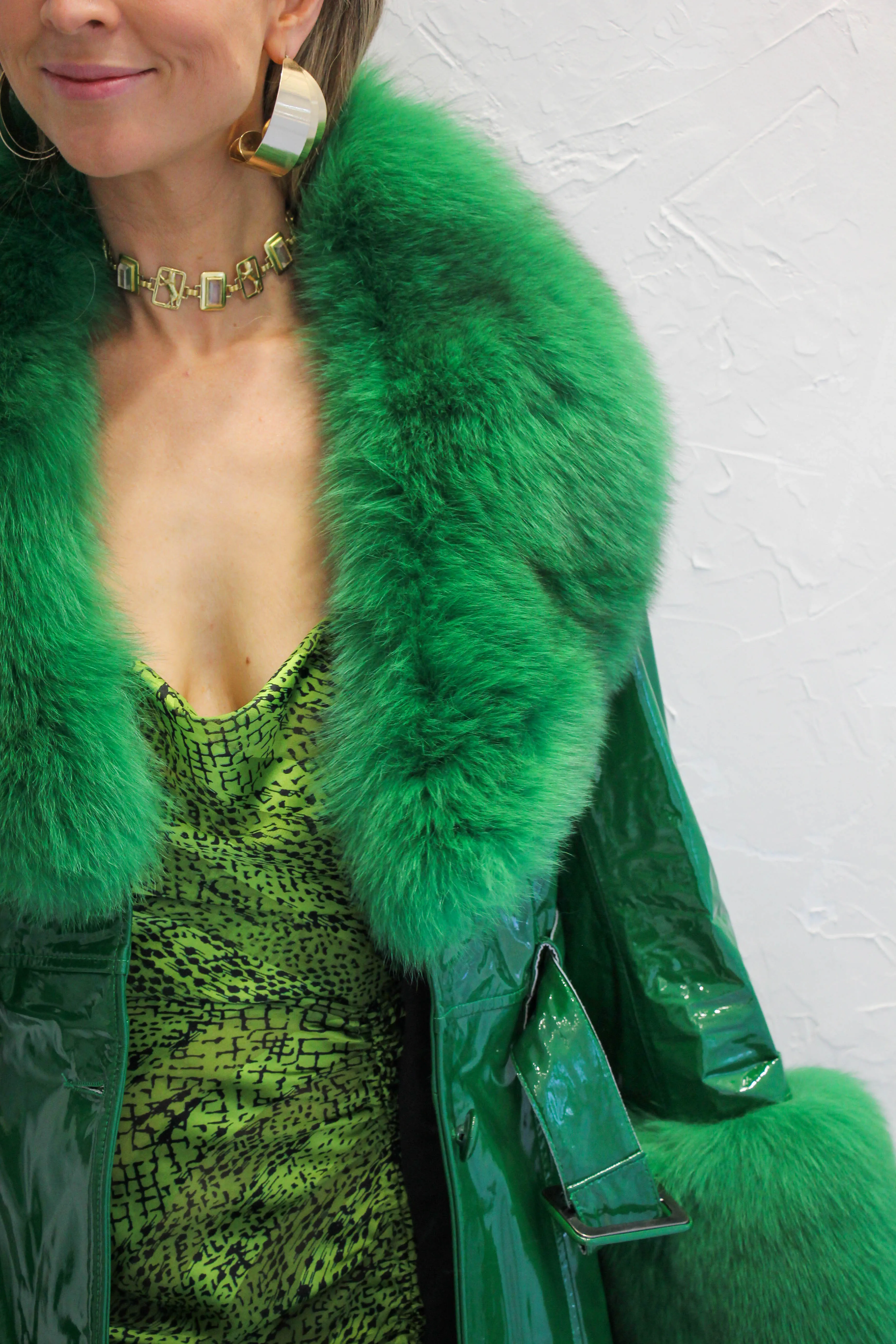 London Patent Coat in Jade