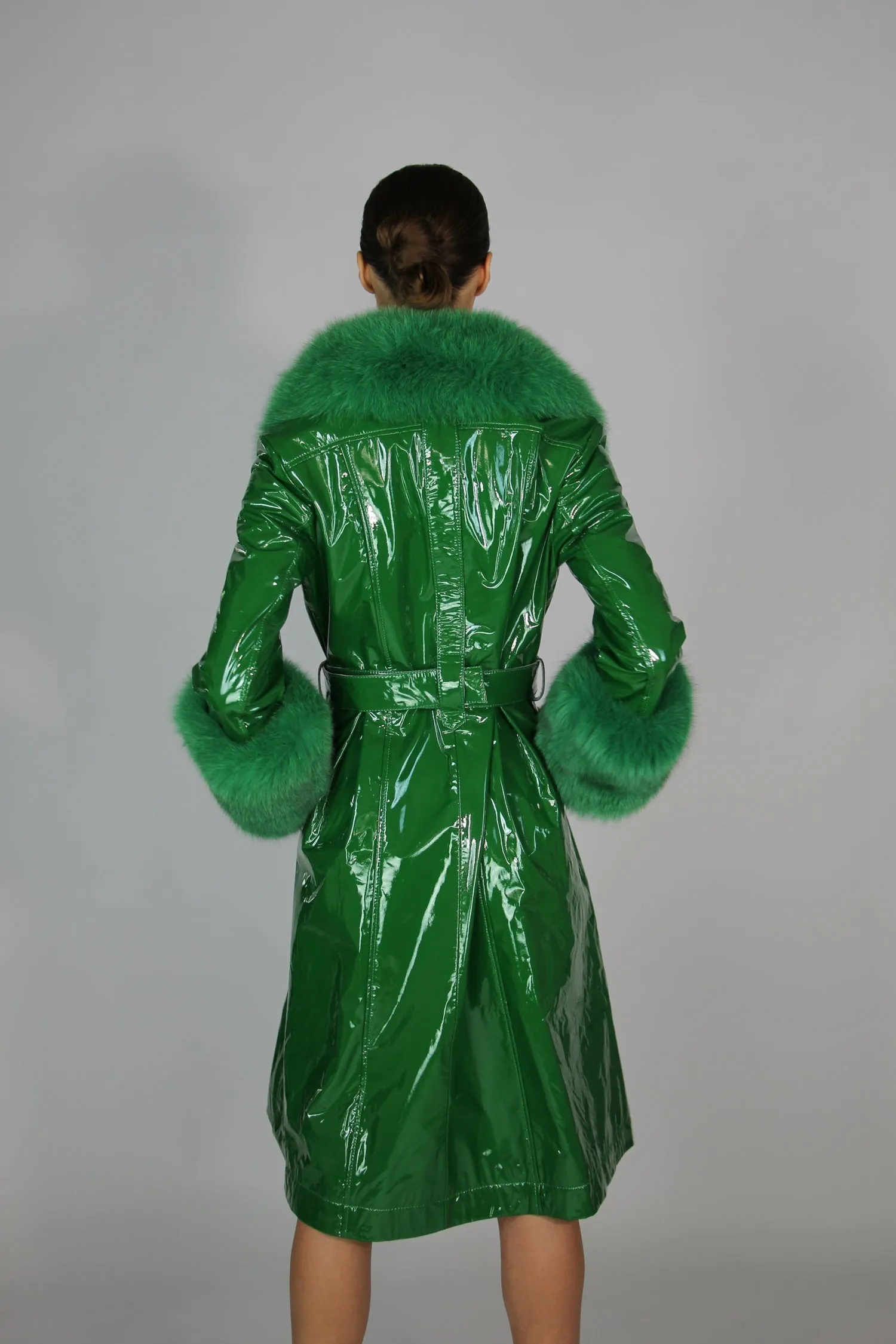 London Patent Coat in Jade