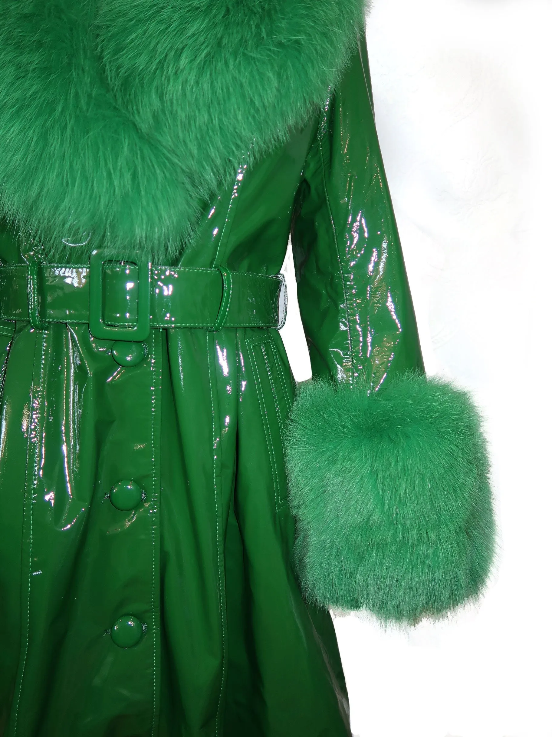 London Patent Coat in Jade